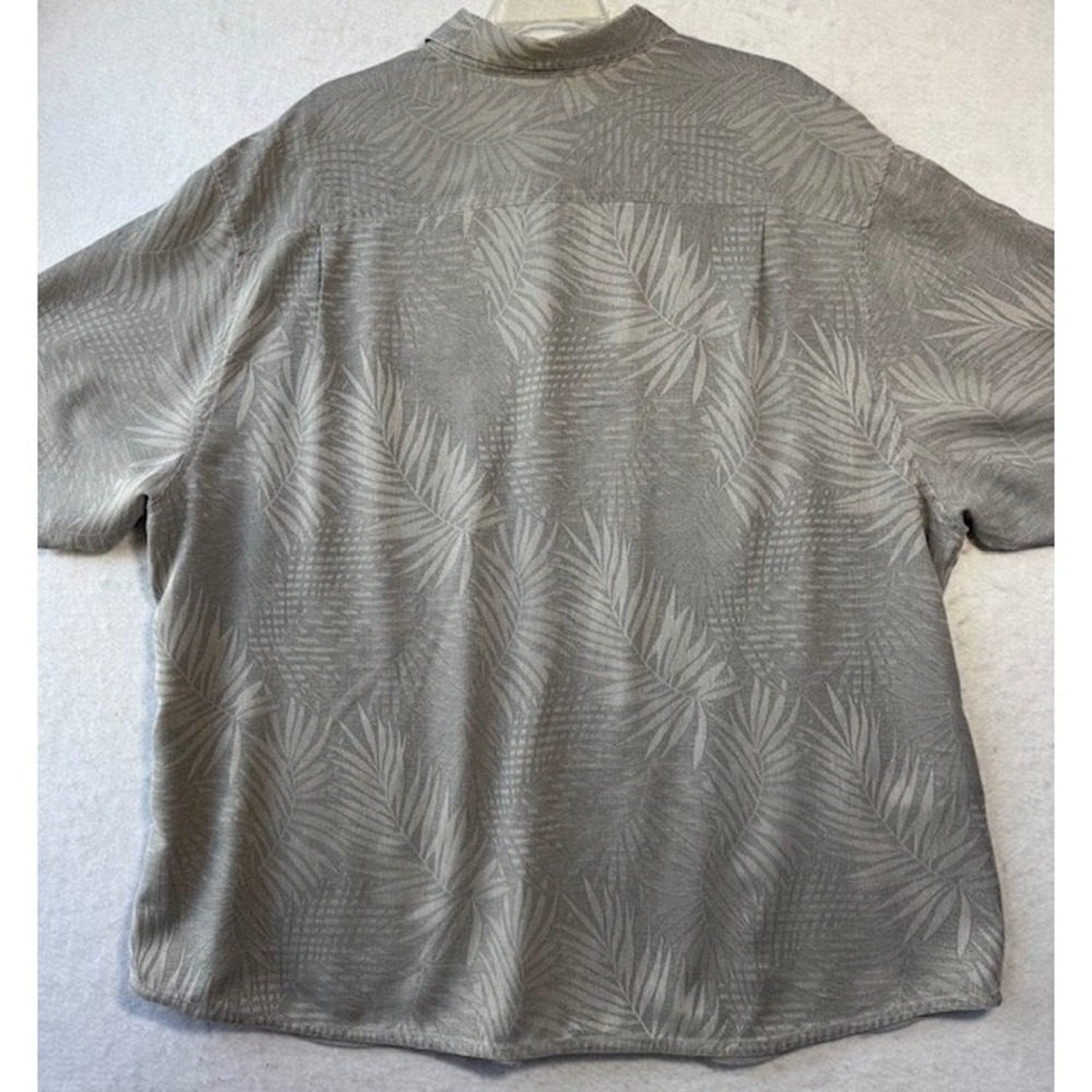 Tommy Bahama Mens Grey 100% Silk Palm Leaf Jacquard Short Sleeve Button Shirt 2X - Picture 8 of 8